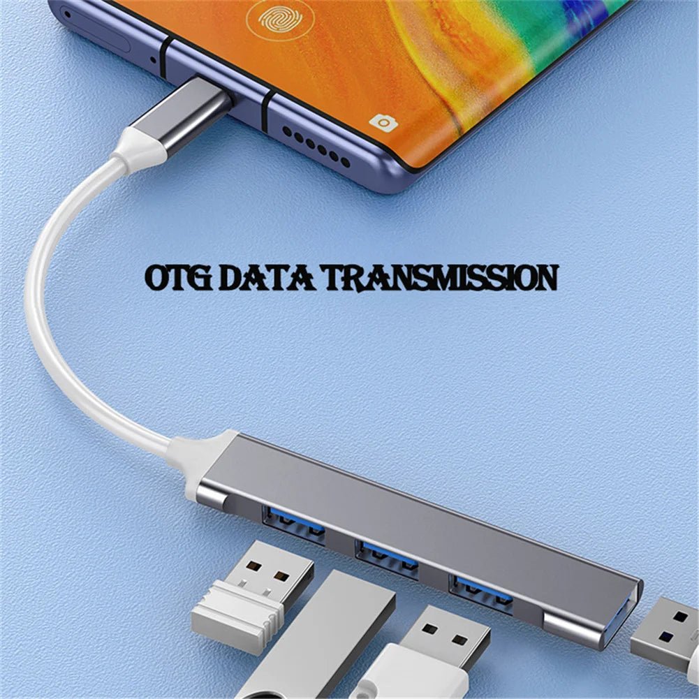 Adaptador hub USB - C de 4 puertos con función USB 2.0 y 3.0 - Tripluto