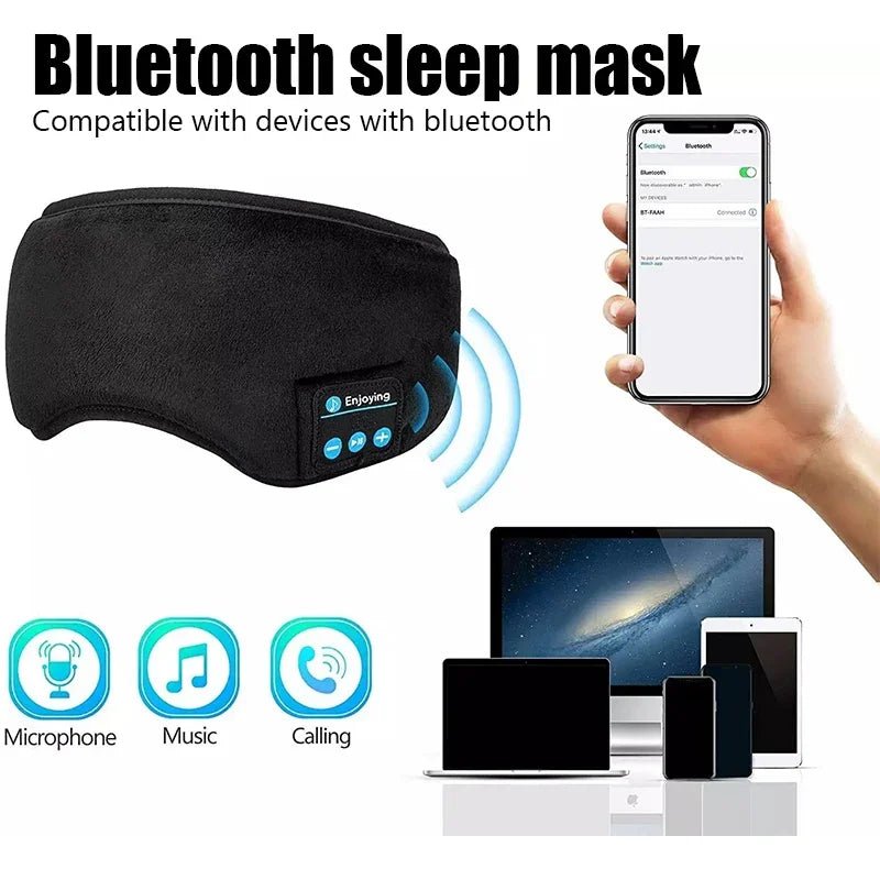 Auriculares Bluetooth de Sueño de Lujo y Máscara para los Ojos, 2en1 - Experiencia Musical Suave, Cómoda y Inalámbrica para una Relajación Máxima - Tripluto