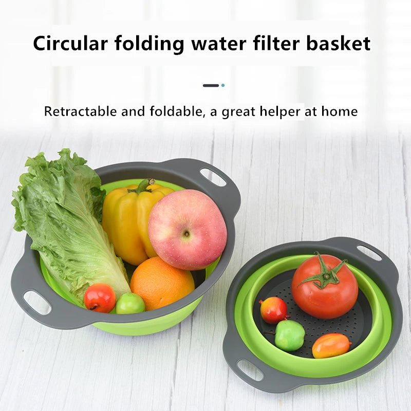 Cesta de drenaje colapsable de silicona versátil para frutas y verduras - Colador redondo para un lavado y drenaje sin esfuerzo en tu cocina. - Tripluto