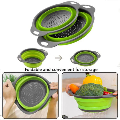 Cesta de drenaje colapsable de silicona versátil para frutas y verduras - Colador redondo para un lavado y drenaje sin esfuerzo en tu cocina. - Tripluto